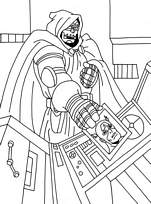 coloriage docteur doom avec une photo de captain america